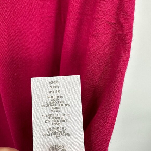 Lori Goldstein Logo Tunic Top Large Cotton Modal Knit Magenta Crew Short Sleeve - Picture 8 of 10